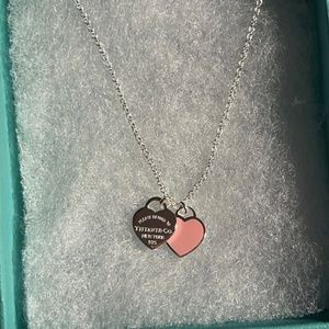 Tiffany pink double heart necklace mini